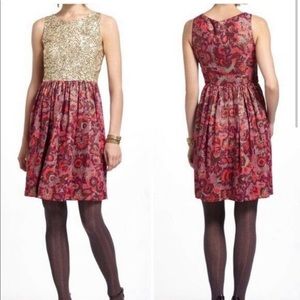 Anthropologie Wren Sequin Jacquard Dress M